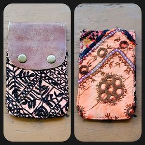 🍄🪬 Free People Boho Embroidered Repurposed vtg banjara hippie Wallet card case